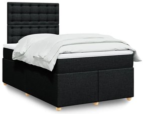 vidaXL Pat box spring cu saltea, negru, 120x200 cm, textil