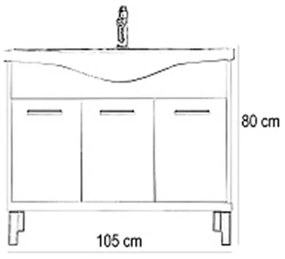Mobilier complet de baie Nerva 105, stejar Sonoma