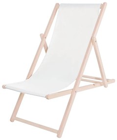 Șezlong de grădină alb/fag