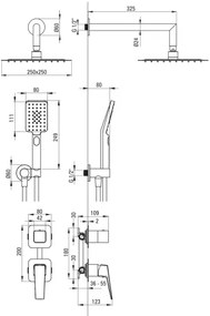 Deante NQL_N9YK - set de duș BLUR cu baterie încastrată, negru