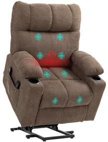 HOMCOM Fotoliu de Relaxare cu Funcție de Ridicare, electric, 90x75x100cm, Maro | Aosom Romania