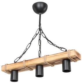 Plafonieră neagră/în culoare naturală 10.5x48.5 cm – Squid Lighting