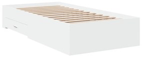 3280419 vidaXL Cadru de pat cu sertare, alb, 100x200 cm, lemn prelucrat