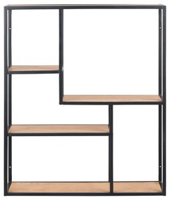 Bibliotecă de perete neagră/în culoare naturală cu aspect de lemn de stejar 75x91 cm Seaford – Actona