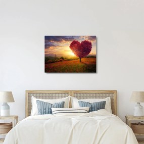 Tablou pe sticlă cu copaci în forma de inimă (70x50 cm)
