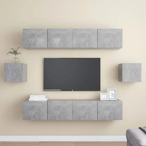 vidaXL Set de dulapuri TV, 6 piese, gri beton, lemn prelucrat