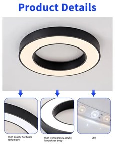 Plafonieră LED dimabilă PASTEL LED/53W/230V 60 cm negru Tuya Immax NEO 07209L + telecomandă