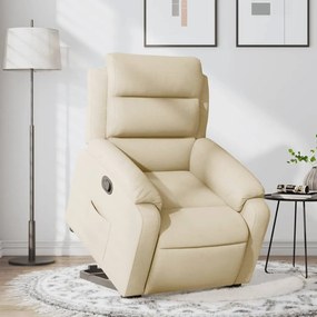 vidaXL Fotoliu rabatabil cu ridicare pe verticală, crem, textil
