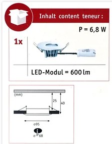 Plafonieră încastrată pentru baie LED/5,3W IP44 HOUSE 230V Paulmann 79668