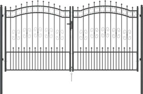 vidaXL Poartă din Gard cu Vârf de Lancă Gri 305 x 150 cm Oțel