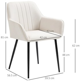 HOMCOM Scaune de Masa Scaune de Vizitator Design scandinav - Set de 2 scaune - Picioare metal negru - Scaun Spatar Brate ergonomici material textil de in Bej | Aosom Romania