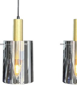 Lustră pe cablu ARCADIA 3xE27/60W/230V auriu/fumuriu