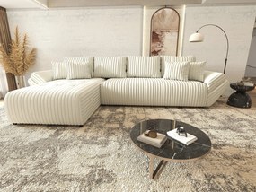 Colțar extensibil dumonde cu ladă de depozitare si sezut confortabil din spuma high-density, Berlin XL Ambience Ivory 350x185 cm
