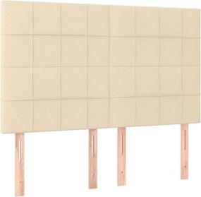 vidaXL Tăblie de pat crem 144x5x118/128 cm, material textil