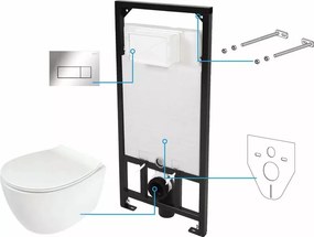 Set rezervor incastrat si vas WC suspendat Deante 6 in 1 alb/crom