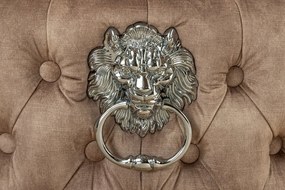 Set 2 scaune Stil Baroc, Catifea, Bej, Lemn, Negru, CASTLE DELUXE