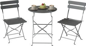 Outsunny Set bistro pentru grădină 3 piese Masă și 2 scaune pliante cu dublă protecție anti-rugină Metal Gri | Aosom Romania