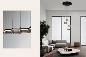 Pendul LED modern, Metal, Negru, Sticla, JAILYN
