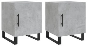 827621 vidaXL Noptiere, 2 buc., gri beton, 40x40x50 cm, lemn compozit