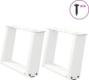 vidaXL Picioare pentru măsuță de cafea în formă de U, 2 buc., alb, 50x(30-31) cm, oțel
