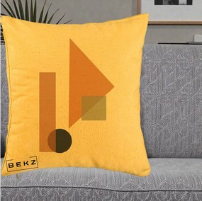 Perna Decorativa Geometric Bauhaus Triunghi, 40x40 cm, Galben, Husa Detasabila, Perna Inclusa, BEKZ®