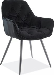 Scaun tapitat modern CHERRY, negru, stofa catifelata/metal, 58x57x87 c
