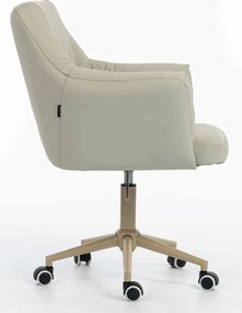 HR840K Scaun Culoarea Inului Piele Ecologica Premium Soft cu Bază Crem