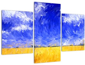 Tablou - Pictură în ulei, câmp auriu (90x60 cm)