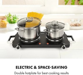 Klarstein Cookorama, plită electrică dublă, 1900 – 2250 W, 150/180 mm Ø, 5 nivele, neagră