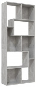 Bibliotecă, gri beton, 67x24x161 cm, pal