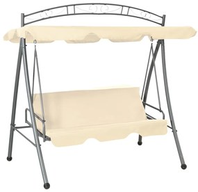 vidaXL Balansoar de exterior extensibil cu copertină, alb nisipiu