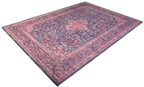 Covor vintage din bumbac OLD MARRAKESH 240x160 cm cu model floral, rosu albastru