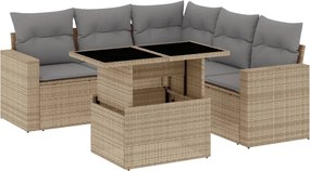 vidaXL Set canapele de grădină cu perne, 6 piese, bej, poliratan