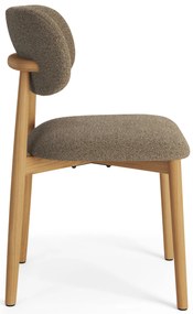 MAZZONI EXPORT ALDO Maro Taupe (material Monza 40)/cadru stejar lăcuit - SCAUN DIN LEMN BOUCLÉ PENTRU SALON SUFRAGERIE BUCĂTĂRIE RETRO