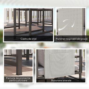 Outsunny Set Mobilier de Grădină din 9 Piese cu Masă, 4 Fotolii și 4 Scaune, 110x110x75 cm, Gri | Aosom Romania