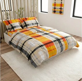 Lenjerie de pat creponata din bumbac Renforce ORANGE KUBE colorata Dimensiune lenjerie de pat: 70 x 90 cm | 140 x 200 cm