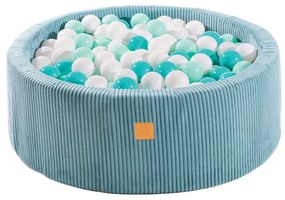 Piscina uscata cu 200 de bile 7cm (Alb Mint Turcoaz) MeowBaby   Aesthetic, 90x30 cm, Premium Velur reiat   corduroy Turcoaz
