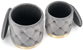 Set tabureti tapitati Polly Gri / Gold