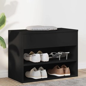 vidaXL Banchetă pantofar, negru, 60x30x45 cm, PAL