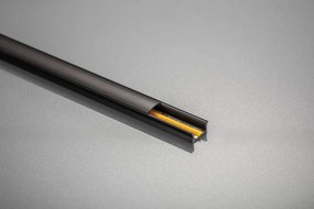 Set profil LED aplicat Glax Mini GTV, din aluminiu, negru mat, cu dispersor negru, 3 m Aluminiu, L:3000 mm; l:14.2 mm; H:6.6 mm, Negru, Glax Mini, 10