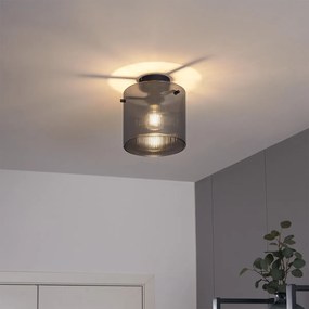 Plafonieră Art Deco neagră cu sticlă fumuriu - Laura