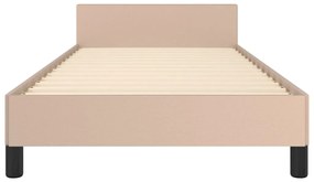 Cadru de pat cu tablie, cappuccino, 90x200 cm, piele ecologica Cappuccino, 90 x 200 cm, Design simplu
