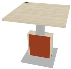 Masă de conferință reglabilă Verno+ S 120 x 120 cm, salcâm / portocaliu