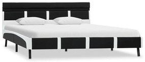 280304 vidaXL Cadru de pat cu LED, negru, 140 x 200 cm, piele ecologică