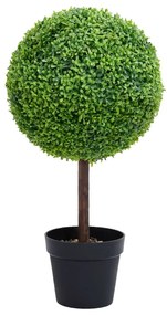 Planta artificiala cimisir cu ghiveci, verde, 50cm, forma minge 1, 15 x 50 cm