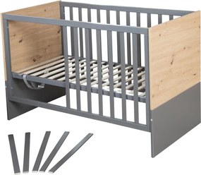 Pătuț gri-în culoare naturală 60x120 cm Anna – Roba