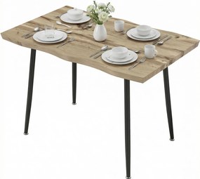 HOMCOM Masă pentru 4 persoane, 110 cm Masă dreptunghiulară nordică pentru bucătărie cu picioare din oțel pentru living și sufragerie, stejar | Aosom Romania
