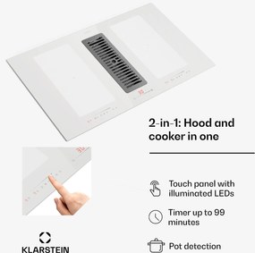 Klarstein Full House 77 Down Air System, aragaz cu inductie + hota, 477 m³/h, clasa de eficienta energetica A