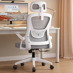 RESIGILAT- Scaun ergonomic, reglaje multiple, suport lombar, tetieră ajustabilă, Gri