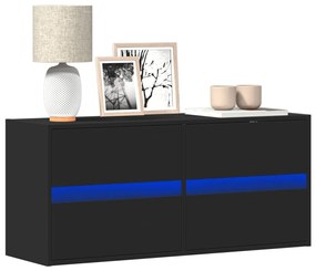 vidaXL Dulap TV de perete cu lumini LED negru 100x31x45 cm